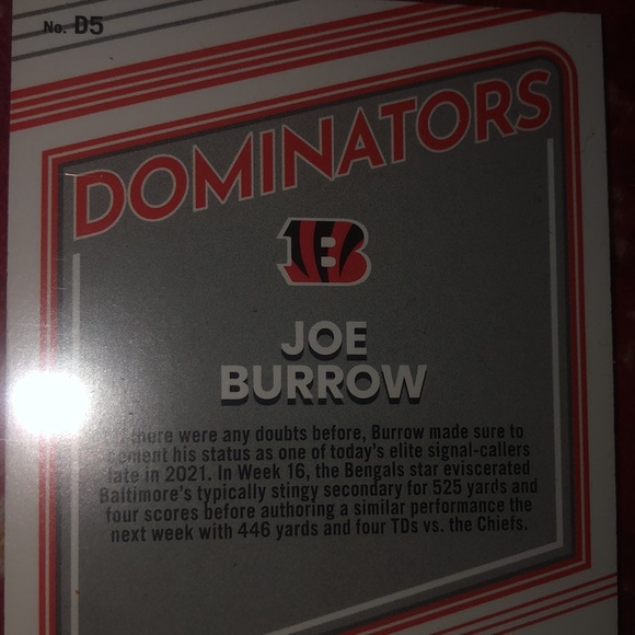 NFL trading card Joe barrow “dominators” made by #dunruss and #panini card 2022 - Picture 5 of 5